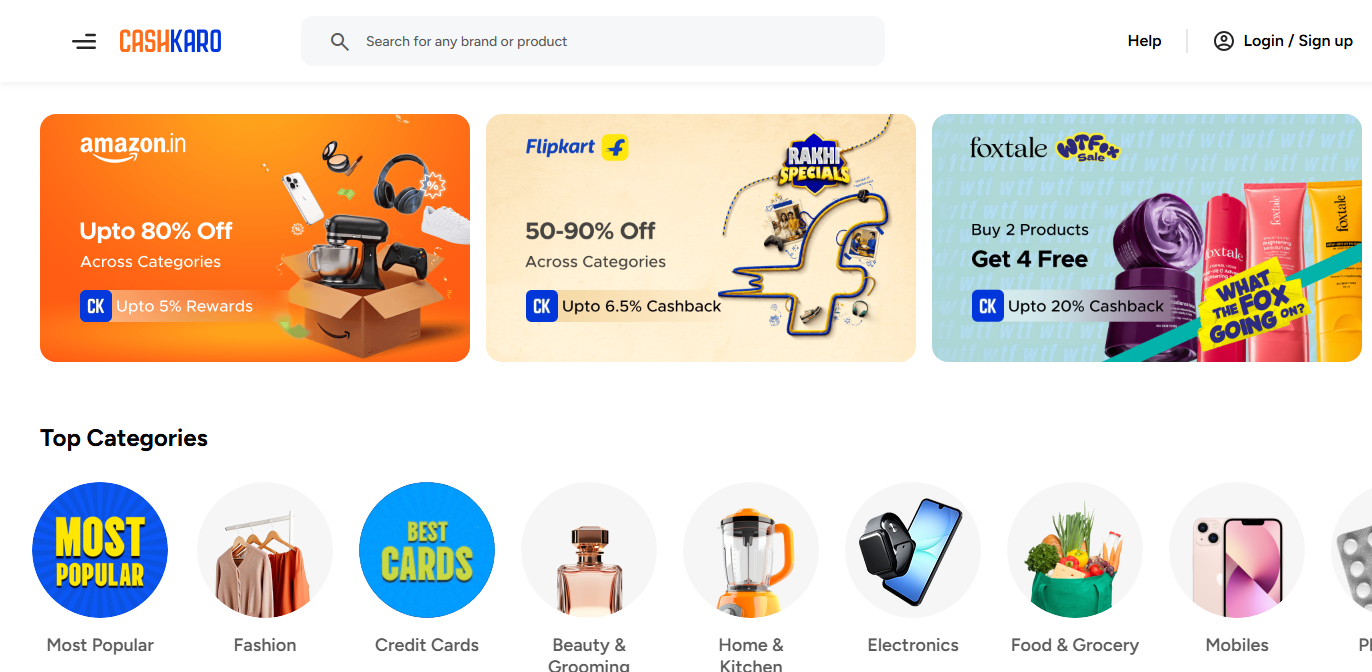 CashKaro top coupon sites in India